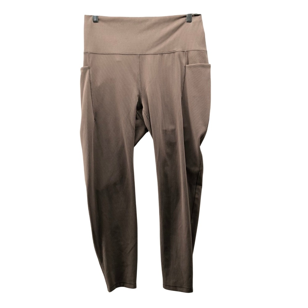 Spyder Active Ribbed Leggings Womens XL Light‎ Brown High Rise Ankle Pockets